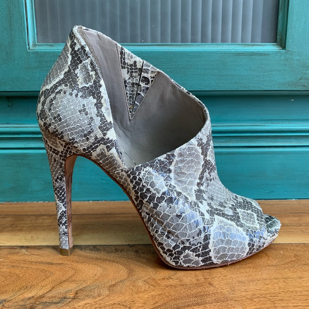 BCBGMaxAzria snake embossed booties